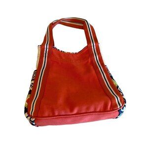 Vera Bradley Orange Sun Valley Print Canvas Straps Small Tote